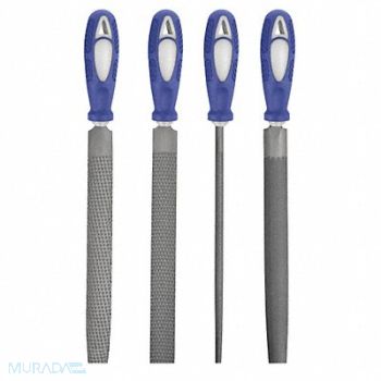 WESTWARD Hand File Set Bastard/Smooth 8 In L 4 Pc, 10Z759