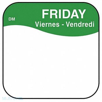 DAYMARK Food Safety Label Green/White 3/4 in H, 800MY0