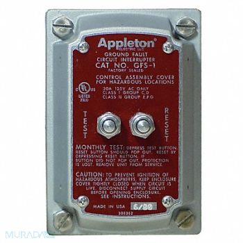 APPLETON ELECTRIC GFCI Cover 5mA Trip Setting 125-250V 20A, 11Y420