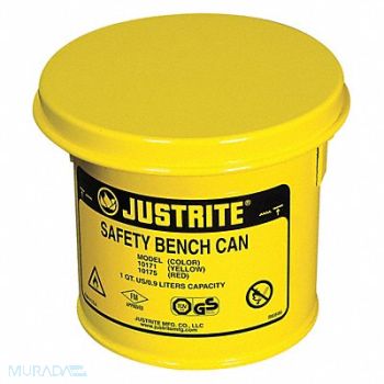 JUSTRITE Bench Can 1 Qt. Steel Yellow, 13M357