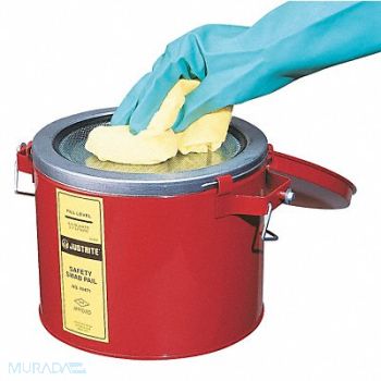 JUSTRITE Swab Pail 6 Qt. Steel Red, 13M363