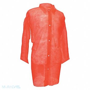 ACTION CHEMICAL Disp. Lab Coat 4XL Poly Red PK30, 13V889