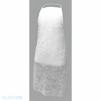 ACTION CHEMICAL Disposable Apron White 36 in L PK100, 13V890