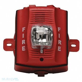 SYSTEM SENSOR Outdoor H/S Wall 2-Wire Hi Candela Red, 21HN50