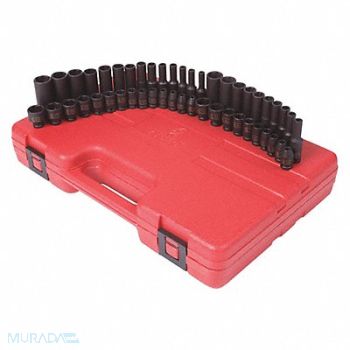 SUNEX TOOLS Drive Mstr Impct Socket Set 1/4 48 pcs., 182K26