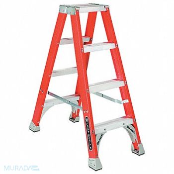 LOUISVILLE Twin Stepladder Fiberglass IA 4ft FM1500, 1CMU4