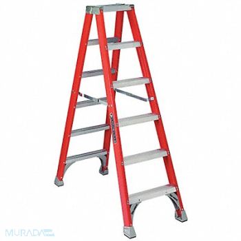 LOUISVILLE Twin Stepladder Fiberglass IA 6ft FM1500, 1CMU5