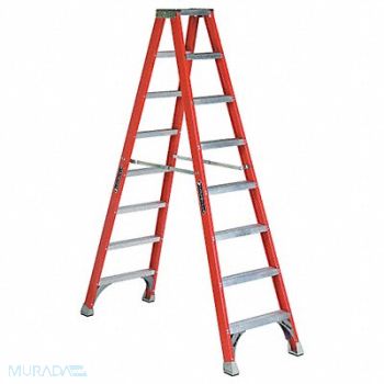 LOUISVILLE Twin Stepladder Fiberglass IA 8ft FM1500, 1CMU6