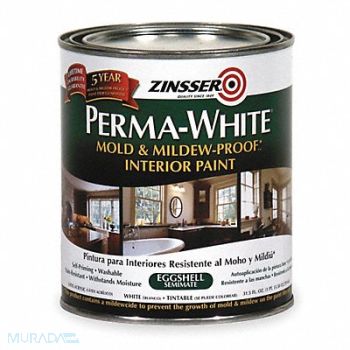 ZINSSER Latex Acry InteriorWhite Eggshell 1 qt, 4HFE4