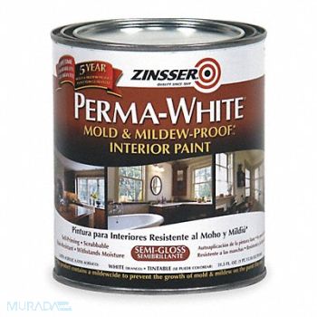 ZINSSER Latex Acryl InteriorWhiteSemiGlos 1 qt, 4HFE1