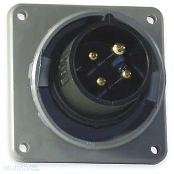 HUBBELL IEC Pin and Sleeve Inlet 20A 600V Black, 1VCN2