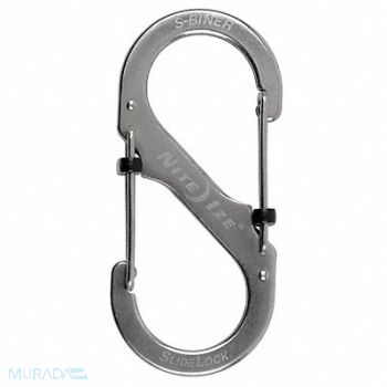 NITE IZE Carabiner Clip 3-35/64 in Silver, 20UZ12