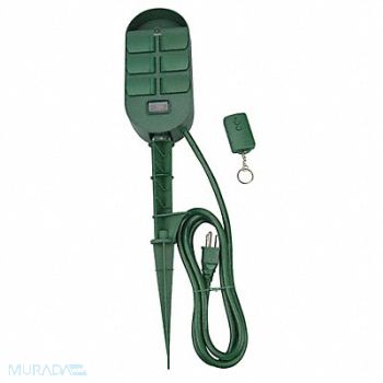 POWER FIRST Remote Power Stake Outdoor 6 Outlet 125V, 21RJ32