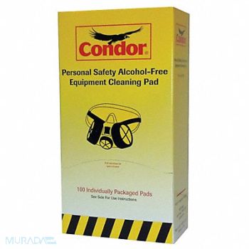 CONDOR Respirator Wipes 5 in x 8 in PK100, 22PN89