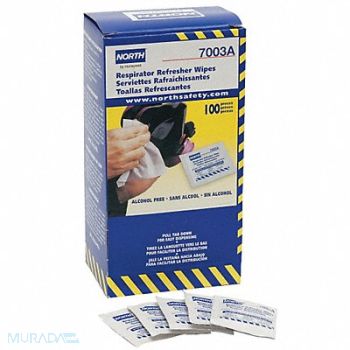 HONEYWELL NORTH Respirator Wipes 5 in x 7 in PK100, 23PF96