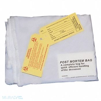 MEDSOURCE Body Bag White Standard w/Envlp Zip PK10, 23YF79