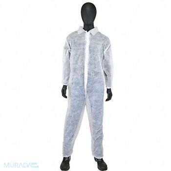 WEST CHESTER PROTECTIVE GEAR Collared Coverall Elastic White 2XL PK25, 34UJ91