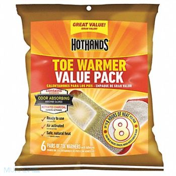 HOTHANDS Toe Warmer 3-1/2in .x 2-3/4in. PK6, 26KF15