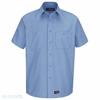 DICKIES Short Sleeve Shirt Lt Blu Poly/Cttn 2XL, 26KP09