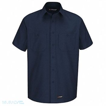 DICKIES Short Sleeve Shirt Navy Poly/Cotton 2XL, 26KP18