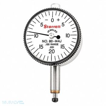 STARRETT Dial Indicator Lug Back Range 0 to 0.1, 26Z693