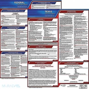 JJ KELLER Labor Law Poster STA TX SP 26Wx20inH 3yr, 36EW67