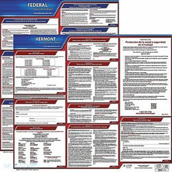 JJ KELLER Labor Law Poster Fed/STA VT SP 20inH 3yr, 36EW70