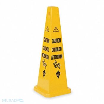 TOUGH GUY Traffic Cone Yellow Polypropylene 26in H, 6VKR4