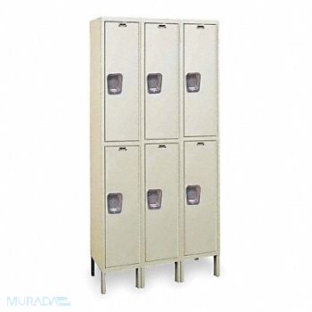 HALLOWELL K4120 Wrdrb Lockr Solid 3 Wide 2 Tier Tan, 2PGH1