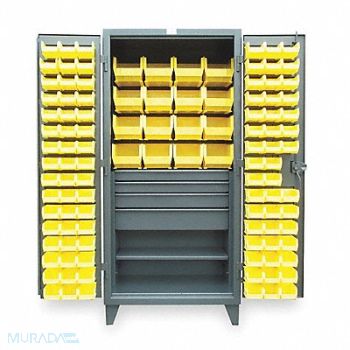 STRONG HOLD Bin Cabinet Gray 78 x36 x24 111YllwBns, 2RNF1