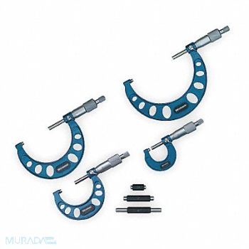 WESTWARD Outside Micrometer Set 4 Pc 1-4 In, 2YNC1
