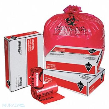 TOUGH GUY Biohazard Bags 15 gal Red PK200, 31DK94