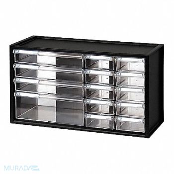 WESTWARD Bin Cab 14ClrDrwr Blk 9 3/4 H ClearDrwr, 31TT95