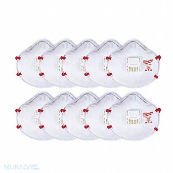 MILWAUKEE Disposable Respirator Universal Sz PK10, 327WX3