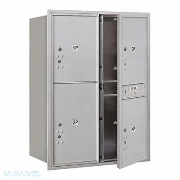 SALSBURY INDUSTRIES Horiz Mailbox USPS 4Dr Alum FL 41in, 33LK81