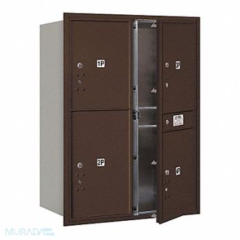 SALSBURY INDUSTRIES Horiz Mailbox USPS 4Dr Bronze FL 41in, 33LK87