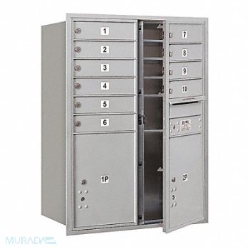 SALSBURY INDUSTRIES Horiz Mailbox USPS 12Dr Alum FL 41in, 33LR23