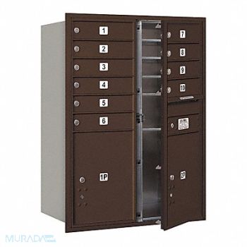 SALSBURY INDUSTRIES Horiz Mailbox USPS 12Dr Bronze FL 41in, 33LR29