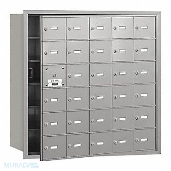 SALSBURY INDUSTRIES Horiz Mailbox USPS 30Dr Alum FL 35-1/4in, 33LW83