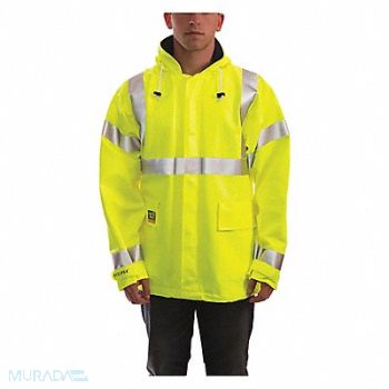 TINGLEY J2256 Arc Flash Rain Jacket Cat 2 Ylw/Grn M, 36RP93