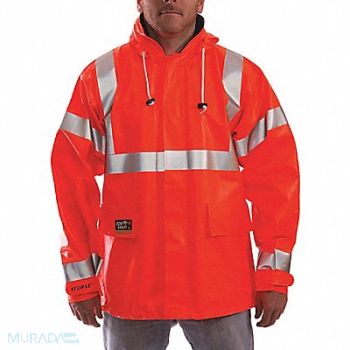 TINGLEY J2257 Arc Flash Rain Jacket Cat 2 Orange XL, 36RR04