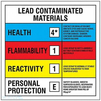 ACCUFORM Label Lead Contaminated Mat 3x3 PK50, 384HM6