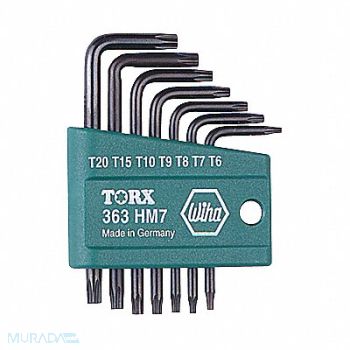 WIHA Torx Key Set L Shape 1 1/2 to 2 1/4 in, 38VY80