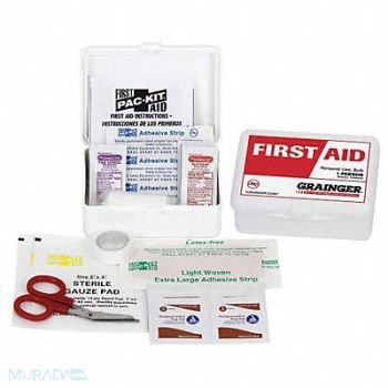 GRAINGER APPROVED First Aid Kit Bulk White 1 People, 39N828