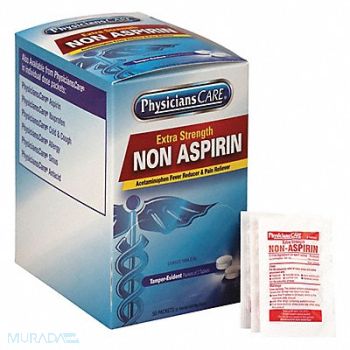 PHYSICIANSCARE Non-Aspirin Pain Relief Tablet PK50, 39N842
