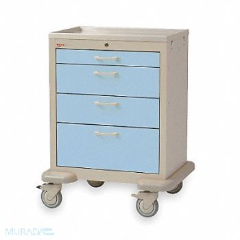 METRO Medical Cart Steel/Polymer Taupe/Blue, 3CWF9