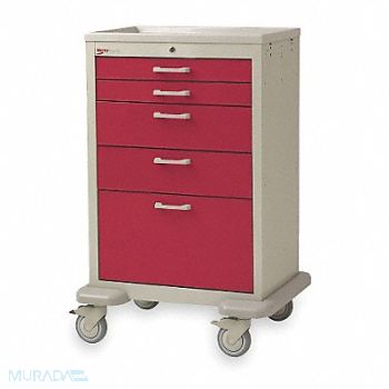 METRO Medical Cart Steel/Polymer Taupe/Red, 3CWH5