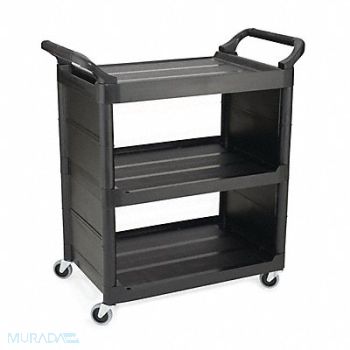 RUBBERMAID COMMERCIAL PRODUCTS Enclosed Cart Plastic Black 150 lb., 3JHV2