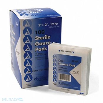 MEDI-FIRST Gauze Pad Cotton Blend Gauze PK100, 3JMD8