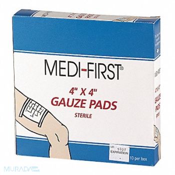 MEDI-FIRST Gauze Pad Cotton Blend Gauze PK10, 3JME2